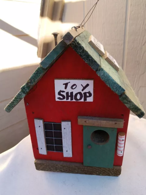 M. L. Studtman Original Birdhouse Toy Shop North Pole Red White & Green 8" x 6 "