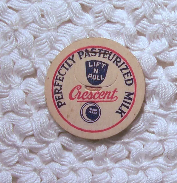 Vintage MILK or CREAM Bottle Cap - CRESCENT - Perfectly Pasteurized Milk   (#21)