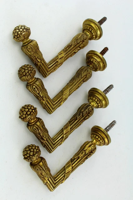 Lot Ancien Crochet Et Embrasse De Rideaux - Laiton Bronze Doré Style Vintage