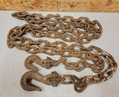 Vintage 8' Small Link Log Chain with Mismatched Hooks,6 lb.Upcycle Hanging Decor