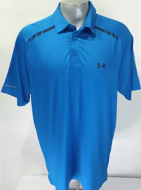 UNDER ARMOUR XL Loose Heatgear Short Sleeve Golf Polo Style Shirt Blue ...