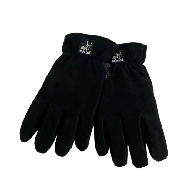 Winter Deer Gloves Heatlok Insulated Deerskin Leather Black Men Size Large