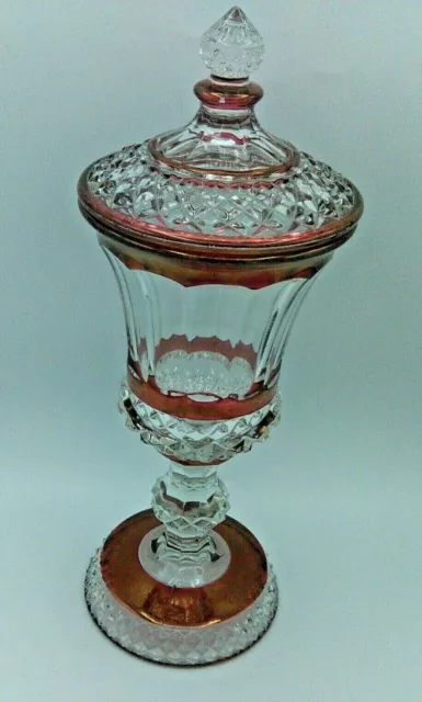 Vintage Westmoreland Glass Ruby Flash Wakefield Tall Urn with Lid 12"1/4
