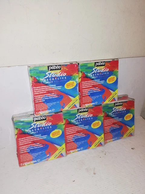 Lot 40 Tubes De 20 Ml   Peinture Pebeo Studio Acrylic Neuf 5 Couleurs