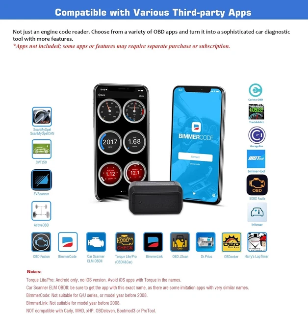 Scanner OBDCheck BLE+ Bluetooth 4.0 OBD II Per Auto – Lettura Codici Per IOS E Android, Diagnostica Motore E Emissioni, Compatibile Con Tutte Le Vetture OBDII/EOBD