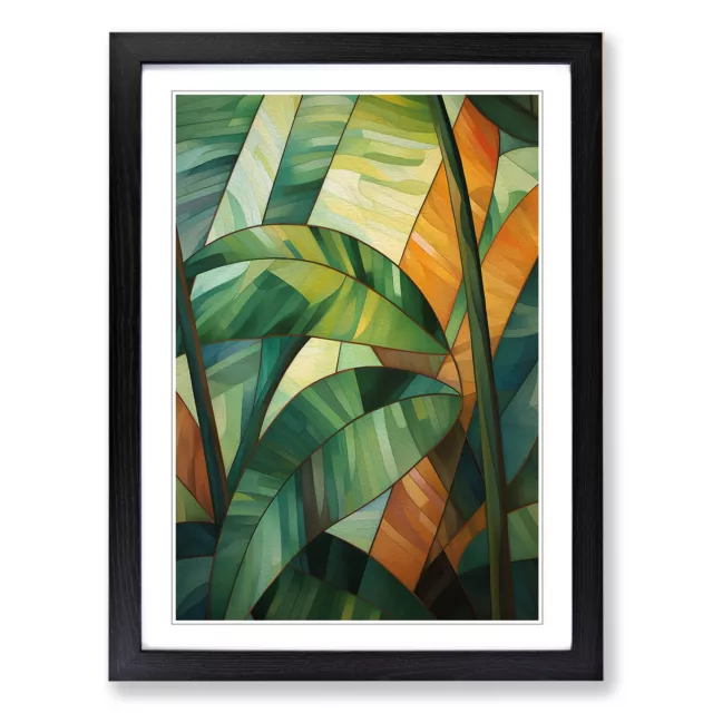 Tropical Leaf Cubism Wall Art Print Framed Canvas Picture Poster Decor