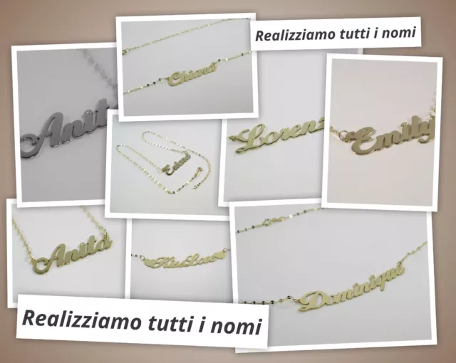 Collana con nome oro Bianco o Giallo 18 carati Realizziamo Qualsiasi scritta