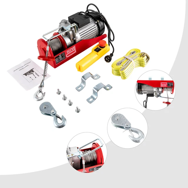 Remote Control Wire Rope 100/200KG PORTABLE ELECTRIC Winch Steel Wire Rope Lifting Hoist Remote ...