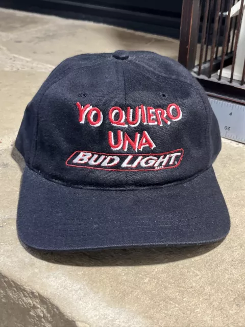 Bud Light Beer Hat Vintage Cap Black StrapBack Spanish Yo Quiero Una (I Want A)