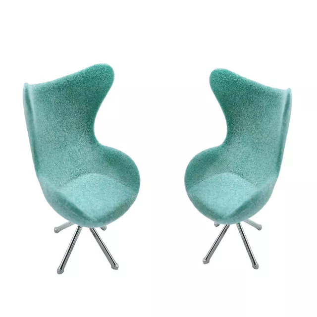 2PCS 1/12 Scale Dolls House Miniature Green Swan Chair Room Furniture Decor