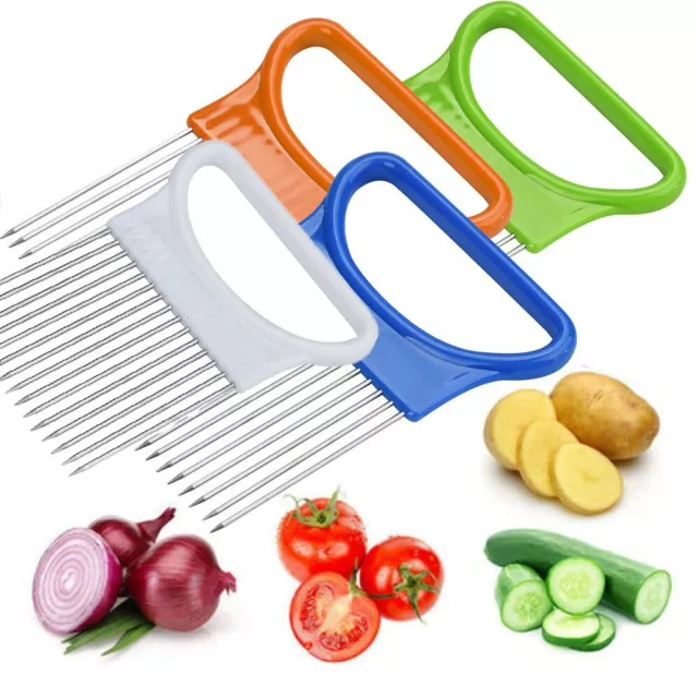 Tomato Onion Vegetables Slicer Cutting Aid Holder Guide Slicing Cutter Fork