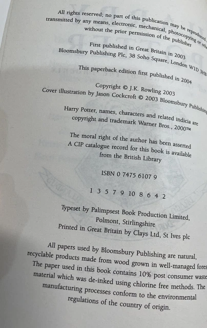 HARRY POTTER AND the Order of the Phoenix by J. K. Rowling (Paperback ...