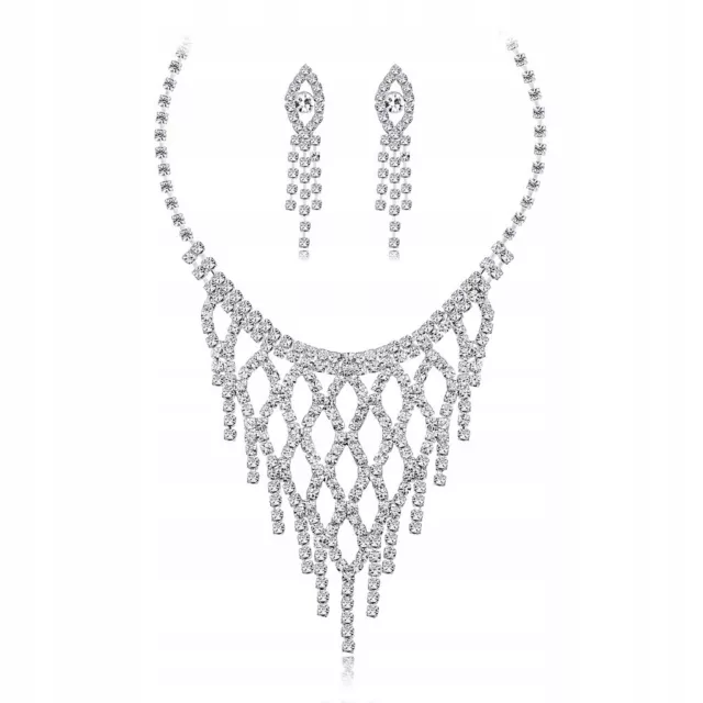 Set Halskette und Ohrringe aus Silber mit Zirkonen Hochzeit Set