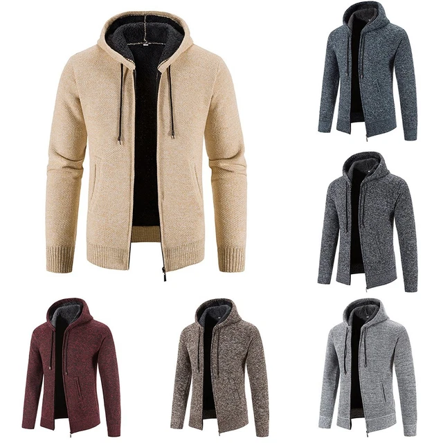 Giacche per Uomo Giacca Felpa con Cappuccio Cappotto Cerniera Lampo Cardigan