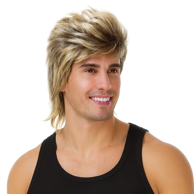 Mullet Wig Hair Costume Party Dress Up 70s 80s Aussie Bogan Rock - Golden Blonde