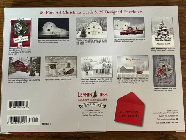 Leanin Tree Christmas in the Country Card 20 Holiday Cards Box Envelopes 2