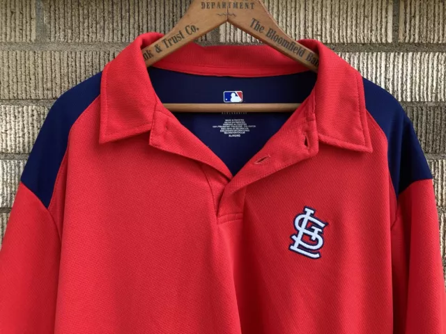 Vintage Dynasty Mens XXL Red St. Louis Cardinals Embroidered Polo Shirt