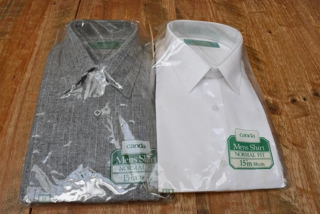 "Camicie da uomo vintage retrò x2 Canda in confezione originale - taglia 15"