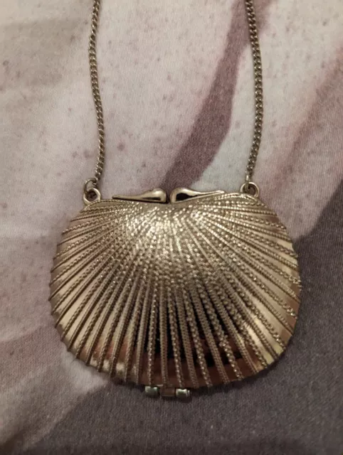 Accessorize Gold Tone Locket Large Clam Shell Necklace