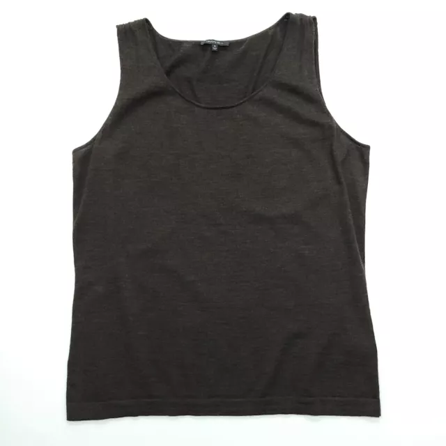 Lafayette 148 Women Top Brown XL 100% Wool Sleeveless Knit Shell Tank