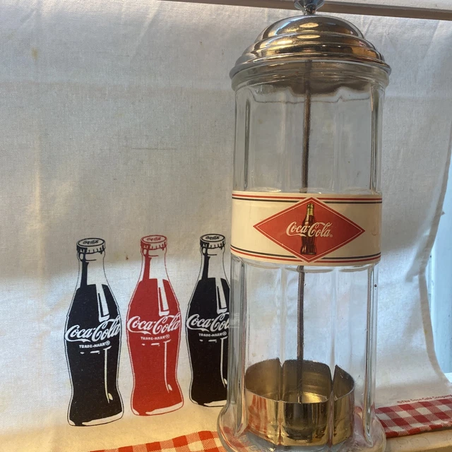 VINTAGE CLASSIC COCA Cola Straw Holder Dispenser Heavy Glass + Kitchen