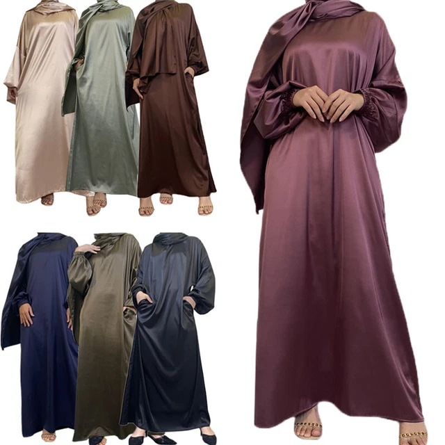 Ramadan Robe SATIN ROBE MUSLIM Women Islamic Maxi Dress Islamic Abaya Kaftan Caftan ...