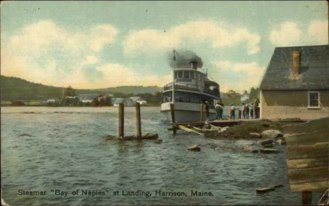 Harrison ME Steamer Boat Bay of Naples at Landing 1911 Used Postcard