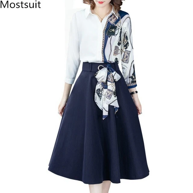 2020 Autumne Office Deux Pièce Lot Tenues Femmes Plus Taille Imprimé Patchwork
