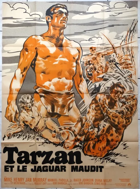 Affiche cinéma film TARZAN ET LE JAGUAR MAUDIT  120 x 160 cm .