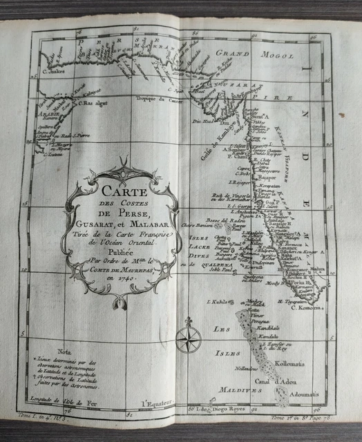 ANTIQUE MAP OF Persia and Gujarat & Malabar Coasts of India, 1758, by