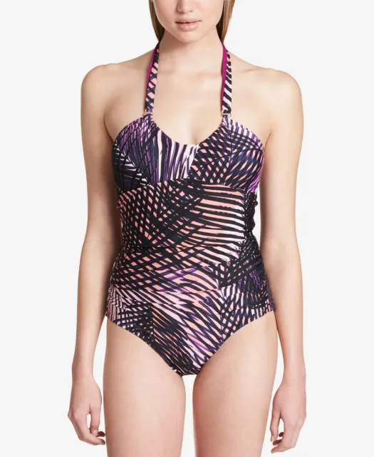 Calvin Kein Printed Twist Convertible 1-PC Swimsuit $128 Size 4 # U8B 124 N