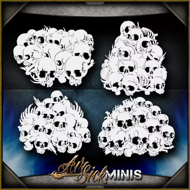 Mini Skull Background Set 2 -  Airbrush Stencil Template Airsick