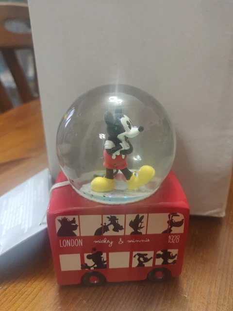 Disney Store Mickey Mouse Snow Globe London Tour Bus Snow Globe Limited Edition