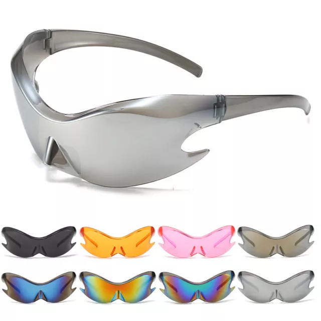 Wrap Around Sunglasses For Women Men Trendy Futuristic Sports Shades Sun Glasses