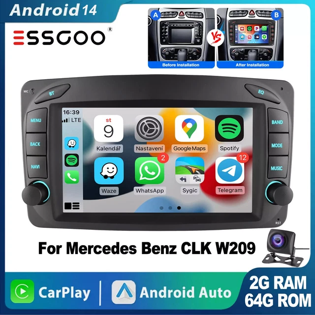 64G CARPLAY CAR Stereo Android 14 For Mercedes Benz C-W203 W209 CLK320 ...