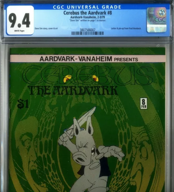 PRIMO:  CEREBUS the Aardvark #8 NM 9.4 CGC SIGNED Dave Sim 1979 comics