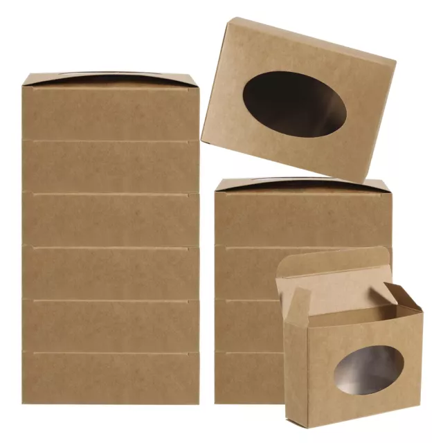 4"x3"x1" Papel Jabón Caja con Ventana, 30pzs Jabón Ovalado Embalaje Cajas Marrón