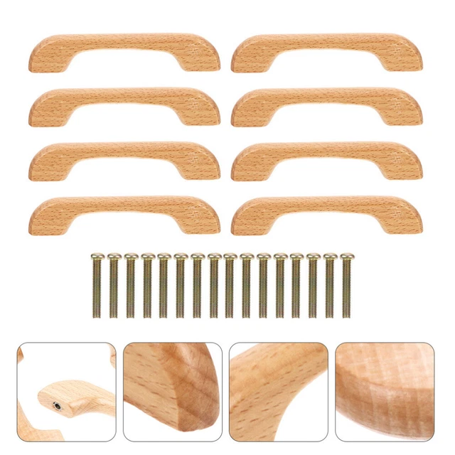Manija de madera cajón perno tocador manijas cocina armario haya beige