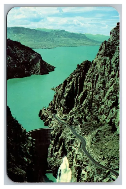Cody, WY Wyoming, Buffalo Bill Dam Panorama Aerial View Vintage Chrome Postcard