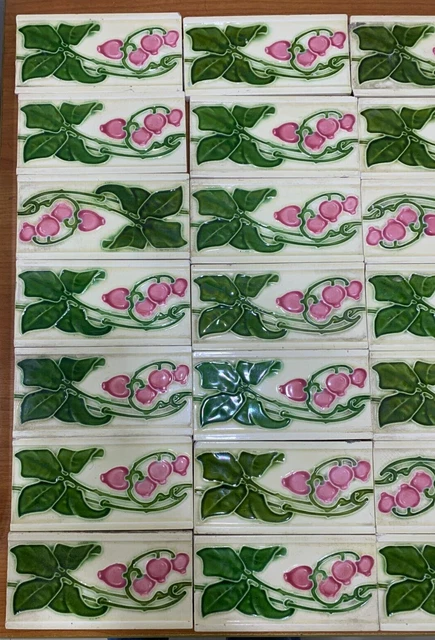 Tiles Rare Antique Vintage Architecture 6x3 inch Backsplash Art Deco England 8