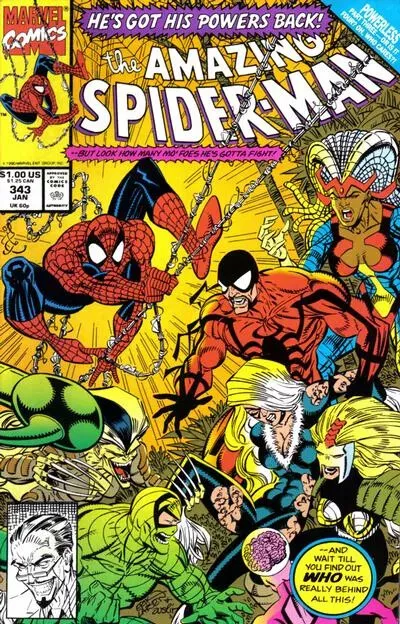 Amazing Spider-Man #343 9.2 (W) NM- 1st App. of Cardiac Marvel 1991 STOCK PHOTO