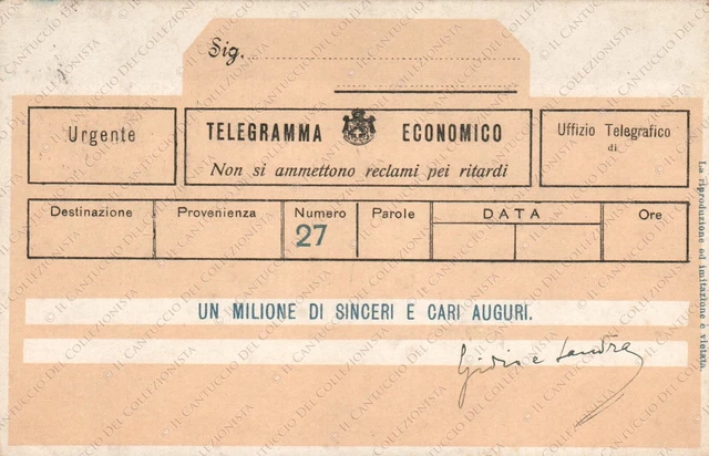 1900c Un milione di sinceri cari auguri Telegramma economico Cartolina augurale