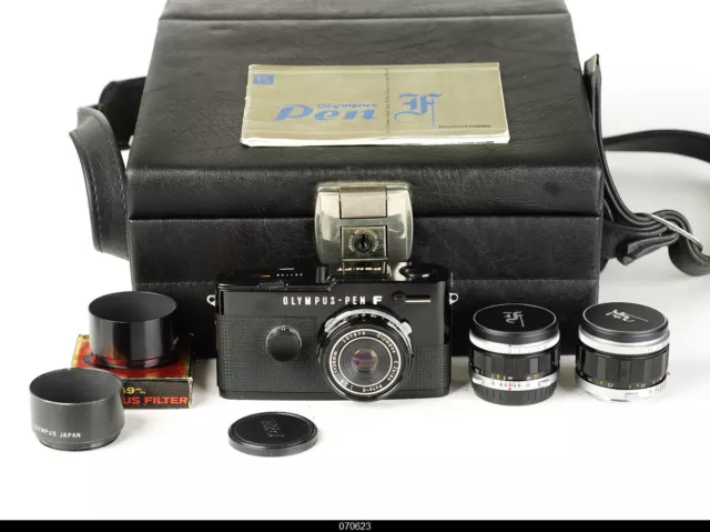 Olympus Pen F Black with Lens 4/25mm 2,8/38mm Pancake 1,4/40mm Set Mint-