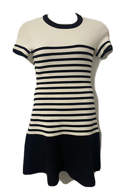 Kate Spade Women's Dress Stripe Scuba Knit Dress Black White Colorblock sz small