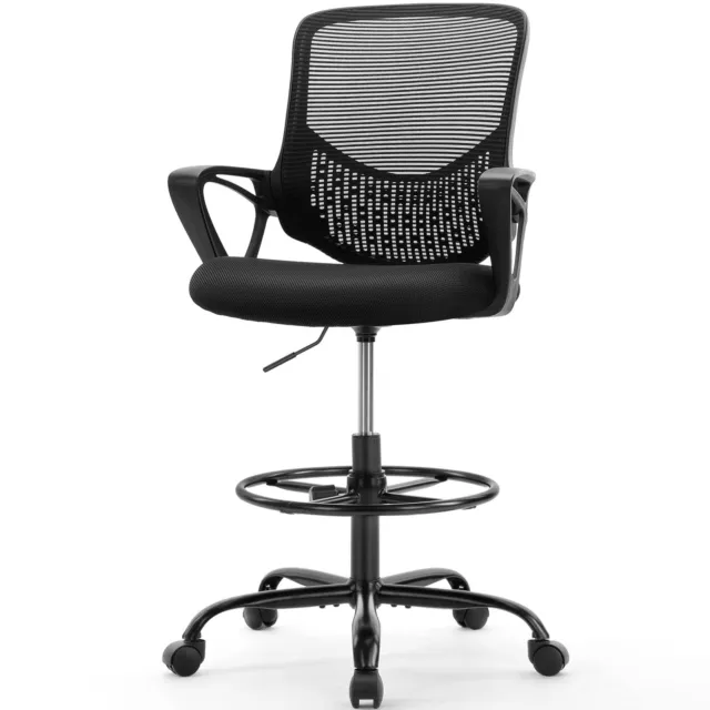 AFO Mid-Back Mesh Tall Drafting Stool Office Chairs with Armrest for Standing...