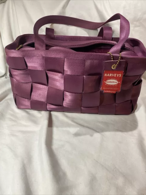 Harveys Seatbelt Eggplant Purple Top Handle Baguette Bag  Read