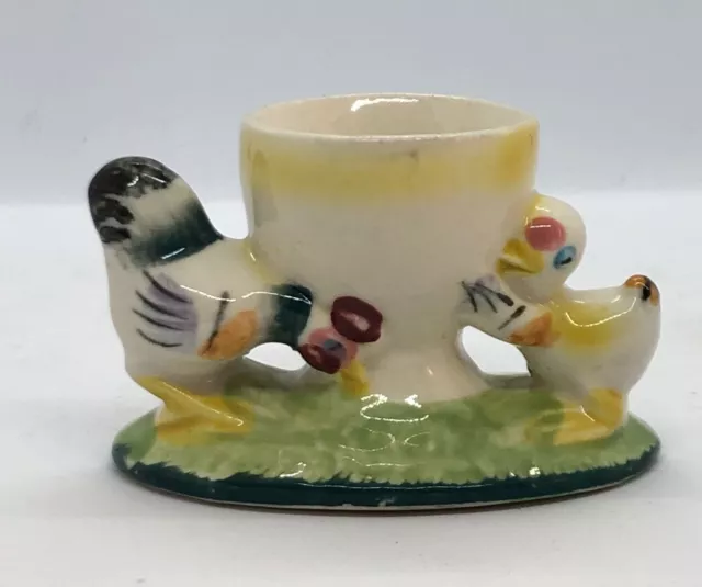 EGG CUP  HAND PAINTED CHICKEN China -  1950s - Vintage Retro Kitsch Collectable