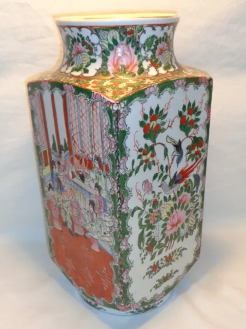 Vtg Chinese or Japanese Porcelain Pottery Art Vase Oriental Famille Rose Style