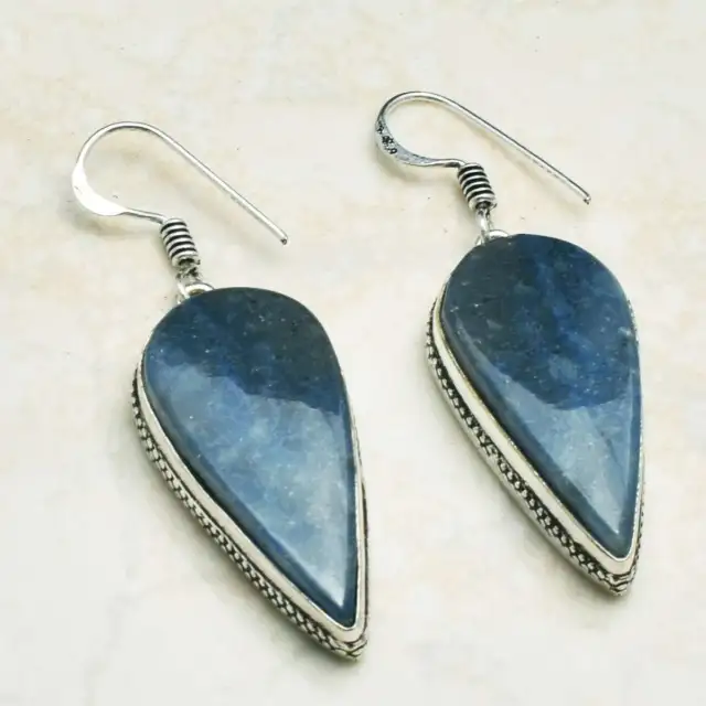 Blue Aventurine Drop Dangle Earrings Jewelry Celebration Gift 1.72" AE 39321