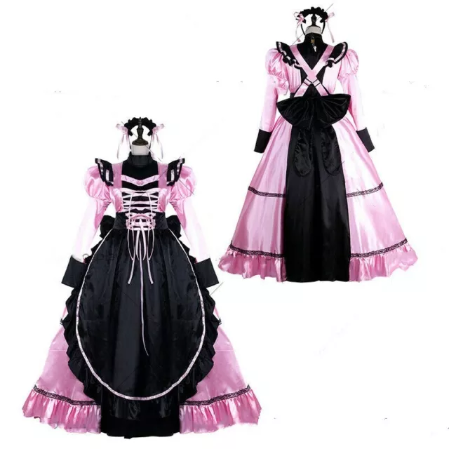 Pink Sissy Maid Satin Dress Lockable Uniform Cosplay Costume Tailor Made And 73 00 Picclick